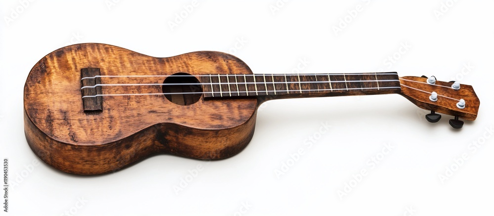 Naklejka premium Vintage ukulele isolated on white background.