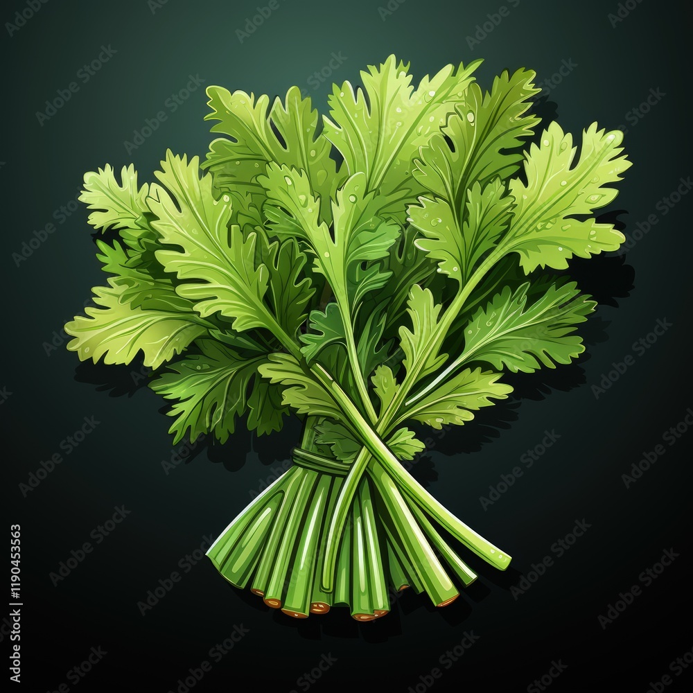 Fototapeta premium Flat Style Celery Illustration with a Bold Dark Palette and Organic Appeal