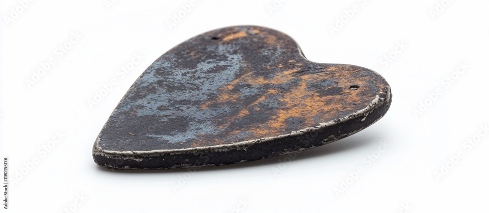 Rustic heart-shaped metal plate with aged patina. Rustic heart-shaped metal plate with aged patina.