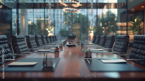 Wallpaper Mural A large conference table with many chairs and a large chandelier above it Torontodigital.ca