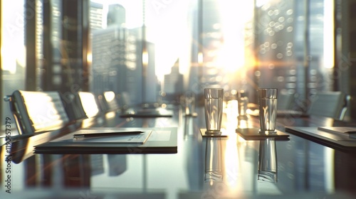 Wallpaper Mural A table with a glass of water and a piece of paper Torontodigital.ca