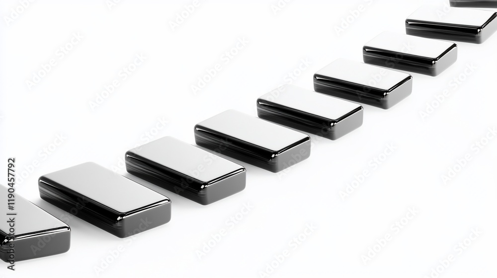 Abstract black and white rectangular blocks forming a diagonal path on white background. Abstract black and white rectangular blocks forming a diagonal path on white background.