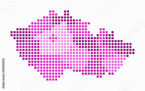 Czechia dotted map. Digital style map of the country on white background. Czechia shape with square dots. Colored dots style. Large size squares. Awesome vector illustration.