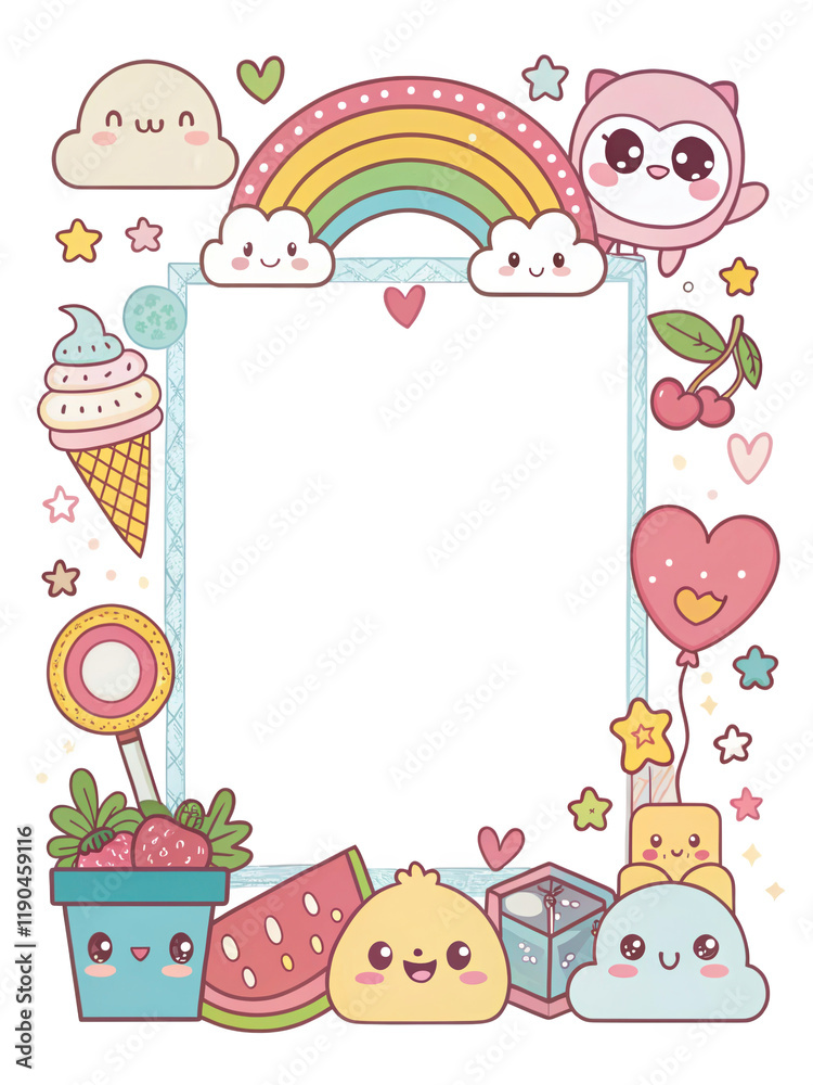 Designs of picture frames, covers, frame, border cards with cute cartoon patterns. illustration background Designs of picture frames, covers, frame, border cards with cute cartoon patterns. illustration background