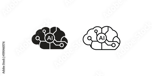 Ai brain line icon artificial intelligence, human brain, human ai stock illustration vector