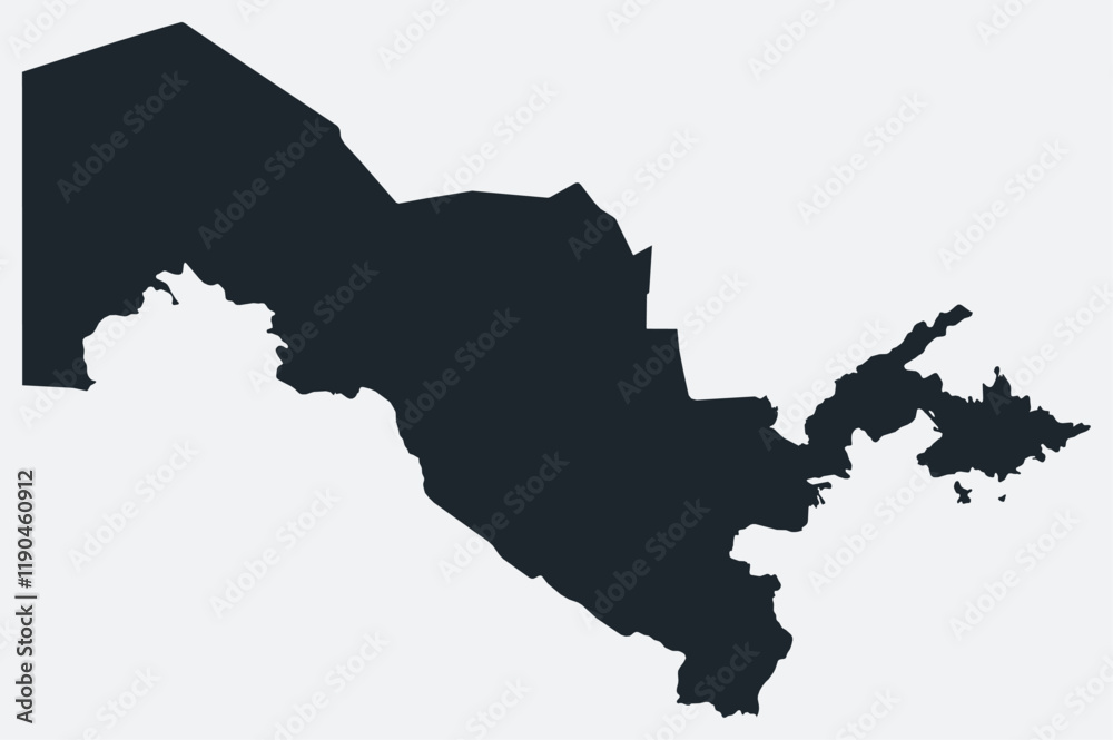 Uzbekistan map. Just a simple border map. Shape of the country. Flat blank Uzbekistan outline. Vector boundary illustration. Uzbekistan map. Just a simple border map. Shape of the country. Flat blank Uzbekistan outline. Vector boundary illustration.