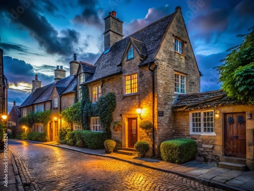 Adderbury Oxfordshire Stone House Night Street Photography photo