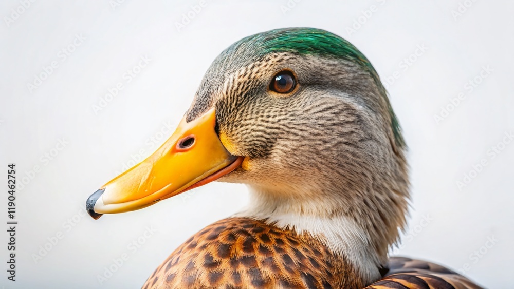 Adorable Domestic Duck Portrait, Isolated on White Background Adorable Domestic Duck Portrait, Isolated on White Background