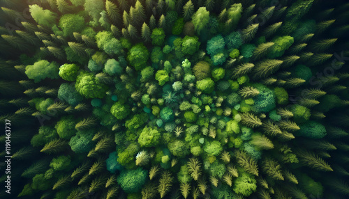 NetZero A detailed top-down view of a forest with trees forming a dense, lush green canopy The different sha3
