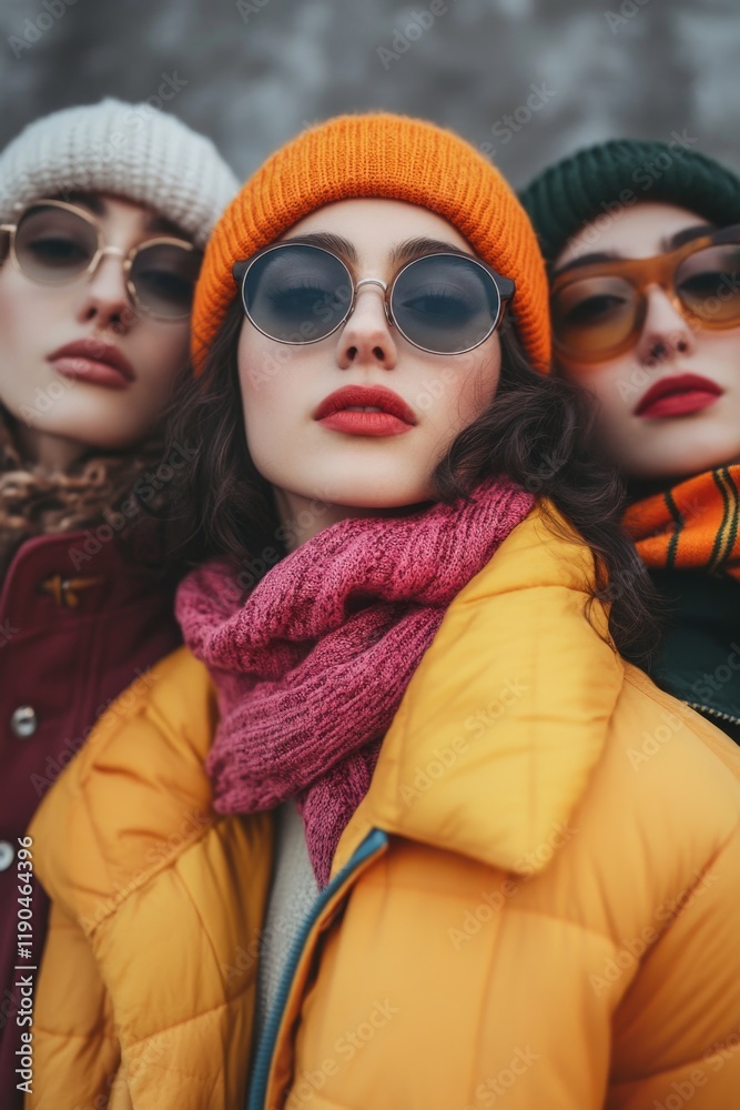 Obraz premium Young women in winter clothing