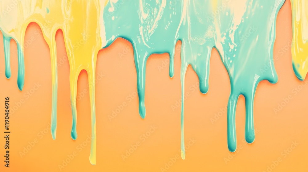 Playful Melting Ice Cream Drips on Bright Background