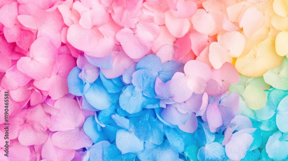 Fototapeta premium A vibrant blend of pastel petals in pink and blue hues creates a soft, artistic background, perfect for designs and aesthetics.