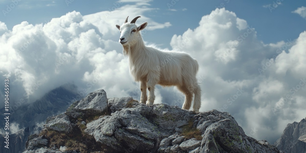 Fototapeta premium Goat on Rocky Mountain