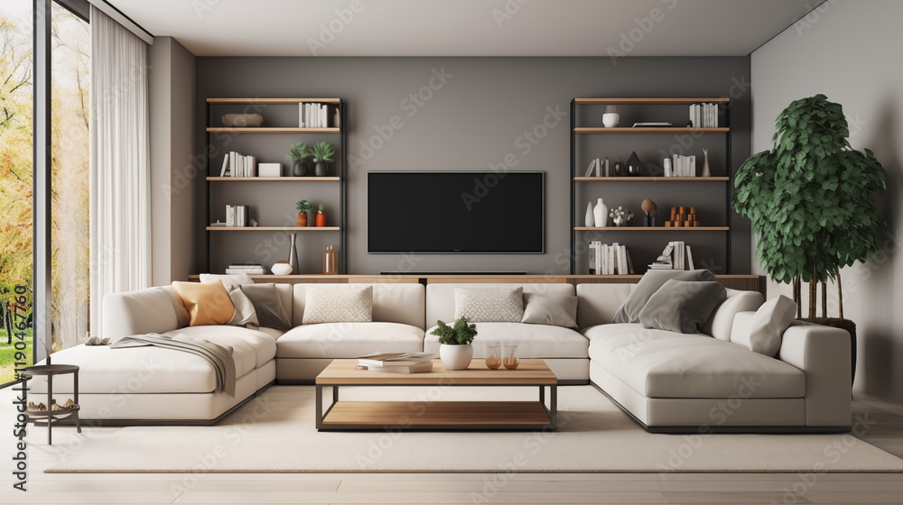 Minimalist living room featuring white walls, a cozy sofa, wooden coffee table, and plants, illuminated by natural light, creating a warm and inviting atmosphere. Minimalist living room featuring white walls, a cozy sofa, wooden coffee table, and plants, illuminated by natural light, creating a warm and inviting atmosphere.