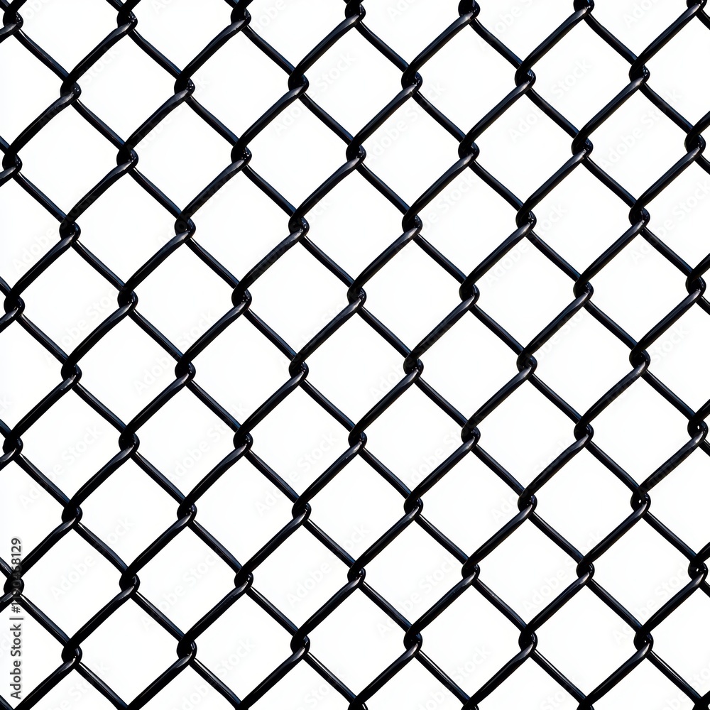 Black Metal Chain Link Fence Pattern with White Background Black Metal Chain Link Fence Pattern with White Background