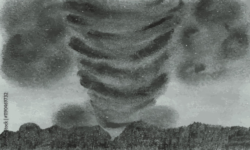 Tornado - Hand-drawn graphite and pencil drawing.