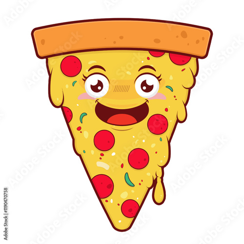 pizza playful face cartoon cute