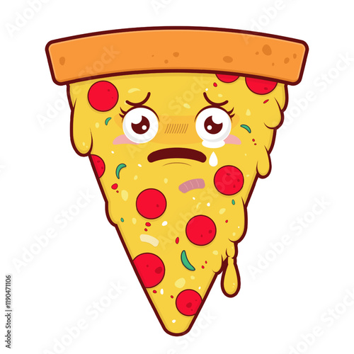 pizza scared face cartoon cute
