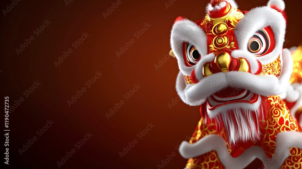 Fototapeta premium Vibrant Lion Dance Costume Display for Celebration