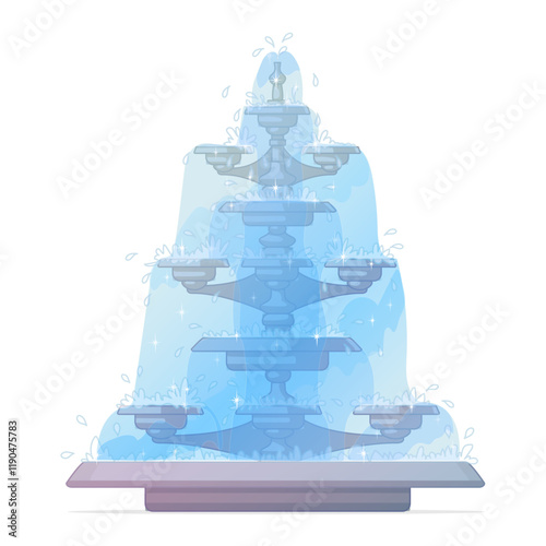 vector cartoon illustration working fountain. Clipart isolated on transparent background.