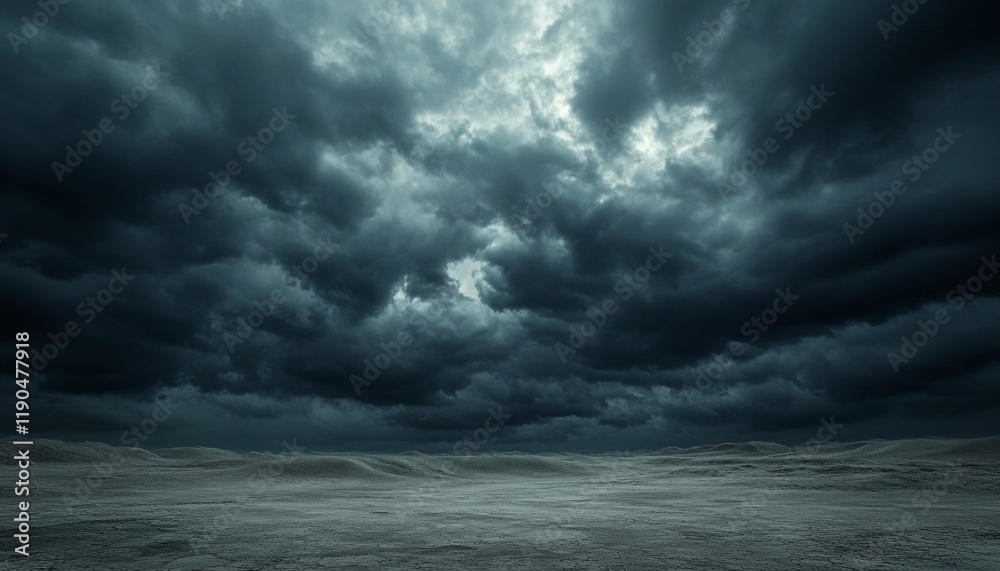 Obraz premium Dark and mysterious desert landscape with clouds ideal background for product advertising