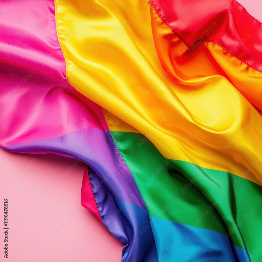 Colorful Pride Flag Draped On Surface Creating Vibrant Display Colorful Pride Flag Draped On Surface Creating Vibrant Display