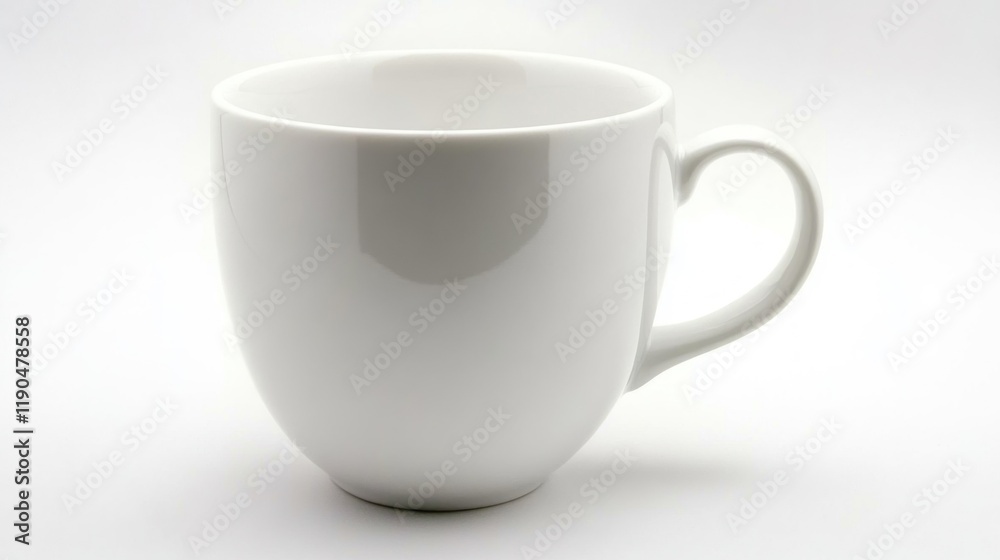 Empty white ceramic mug with handle on white background. (1) Empty white ceramic mug with handle on white background. (1)