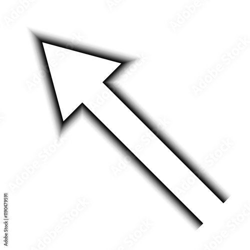 Diagonal arrow with shadow, direction navigation pointer guide