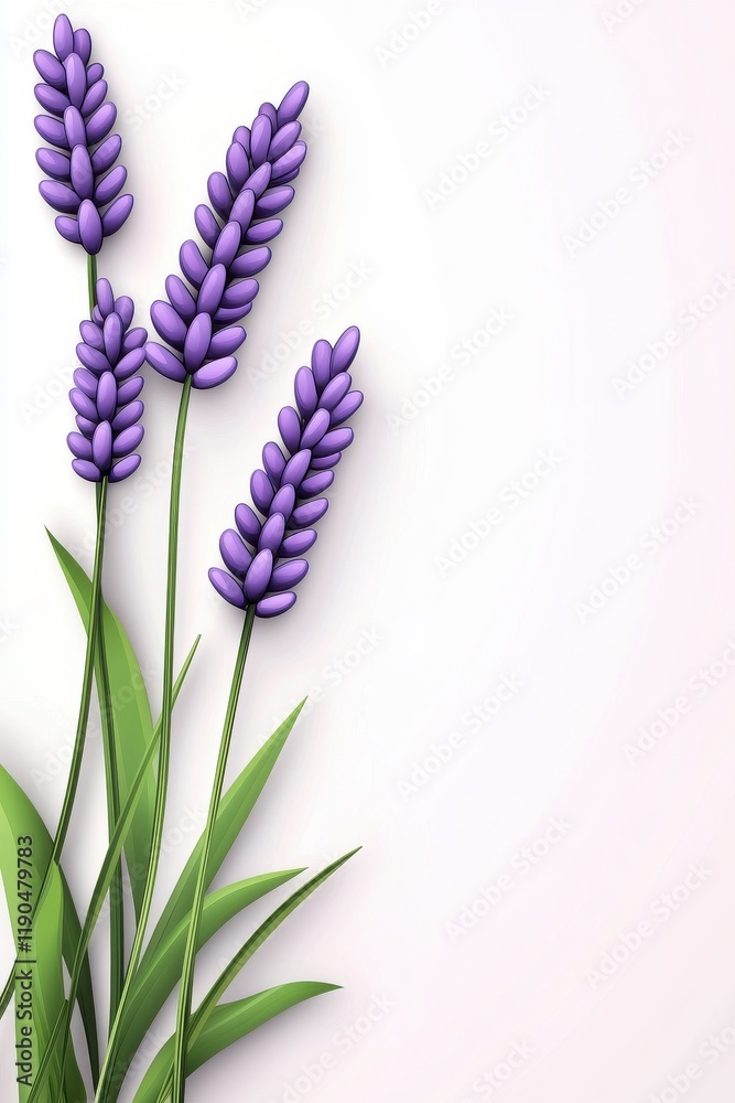 Naklejka premium A purple flower with green stems