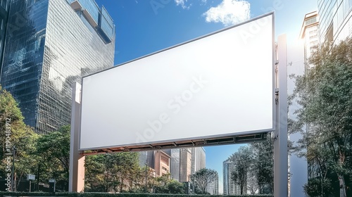 Wallpaper Mural Blank Billboard Against City Skyline, Urban Advertising, Marketing Mockup, Copy Space for Promotion Torontodigital.ca
