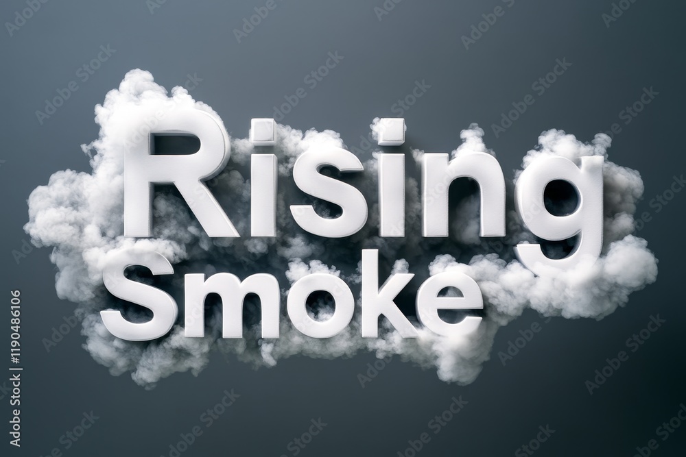 Fototapeta premium Rising Smoke Text Effect - Abstract, smoke, text, white letters, vapor, cloud, rising, design, 3d , graphic