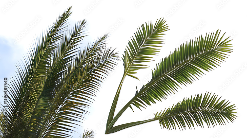 Fototapeta premium date palm tree leaves isolated on white background