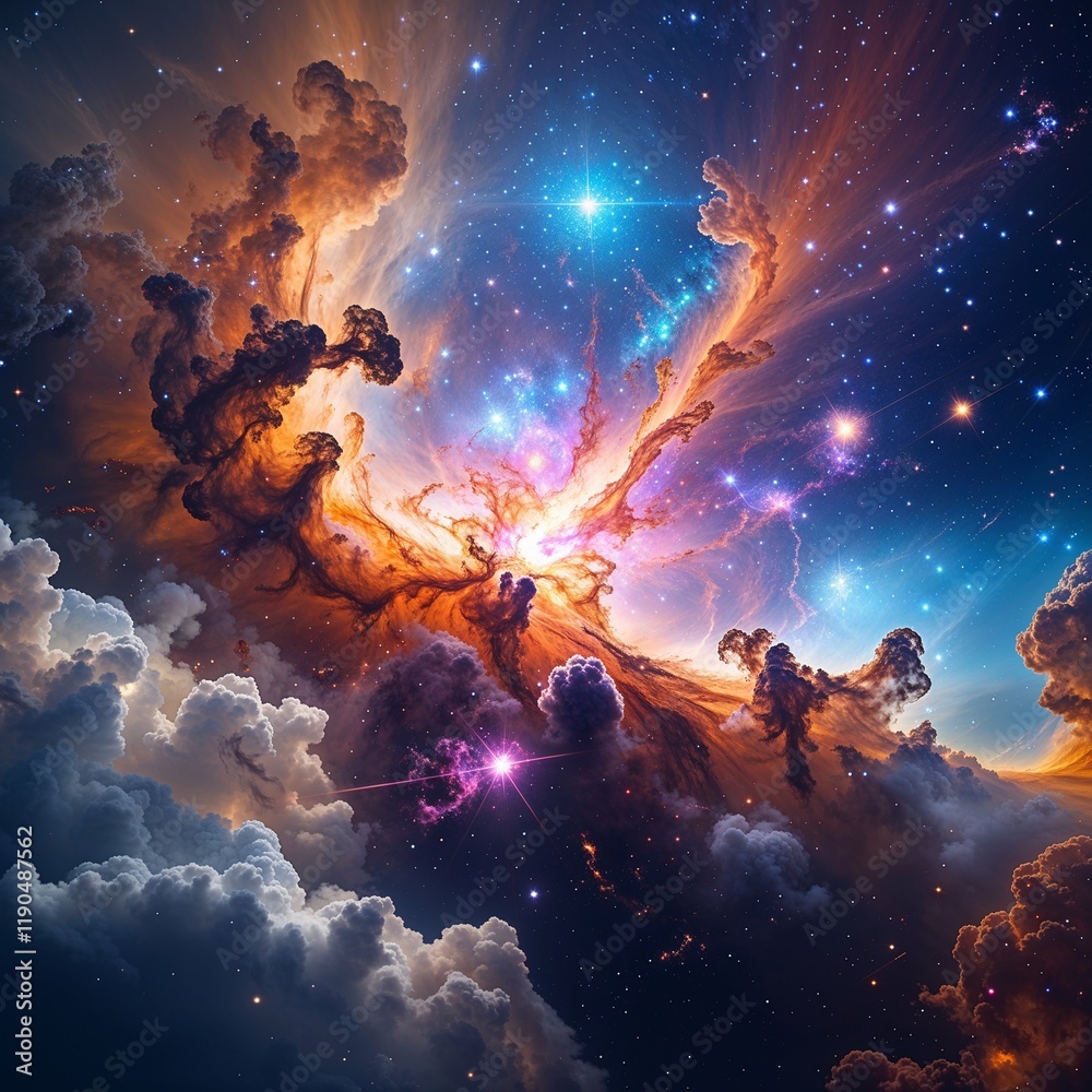 Obraz premium Colorful space galaxy cloud nebula. Stary night cosmos. Universe science astronomy. Supernova background wallpaper 