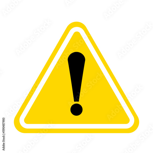 Attention icon sign with exclamation mark symbol. Warning, danger, precaution, alert icon. Yellow hazard icon design