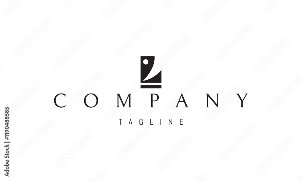 Obraz premium Vector logo with an abstract image of a yacht at sea.