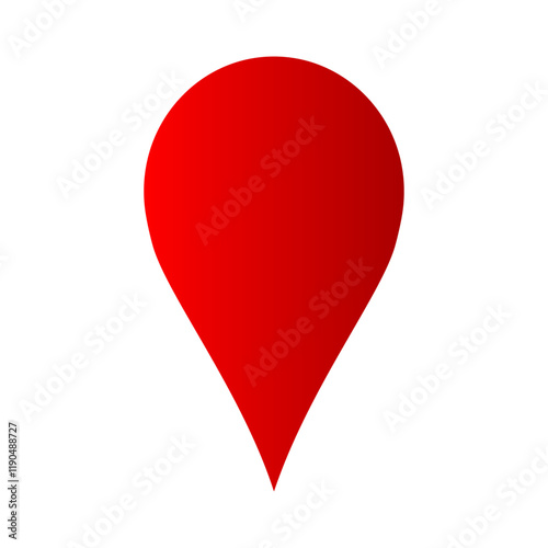 Red location pin icon, widely used in maps, vector art illustration.