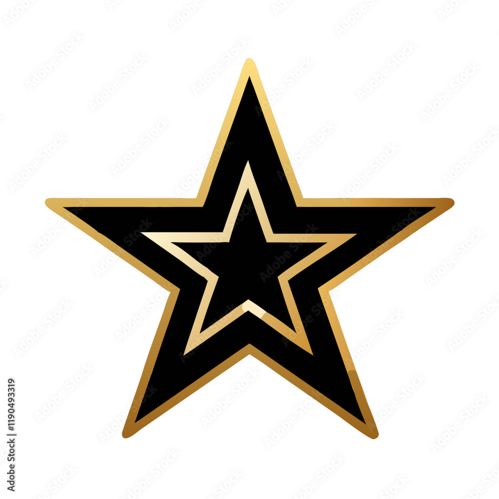 Obraz premium Gold and black star icon with border