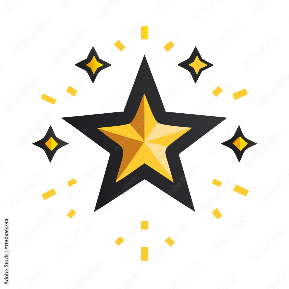 Star icon with sparkling golden accents Star icon with sparkling golden accents