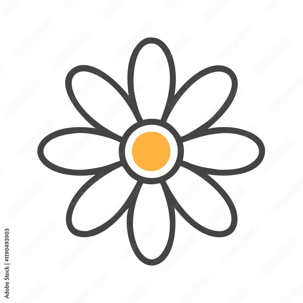 Daisy flower with yellow center illustration Daisy flower with yellow center illustration
