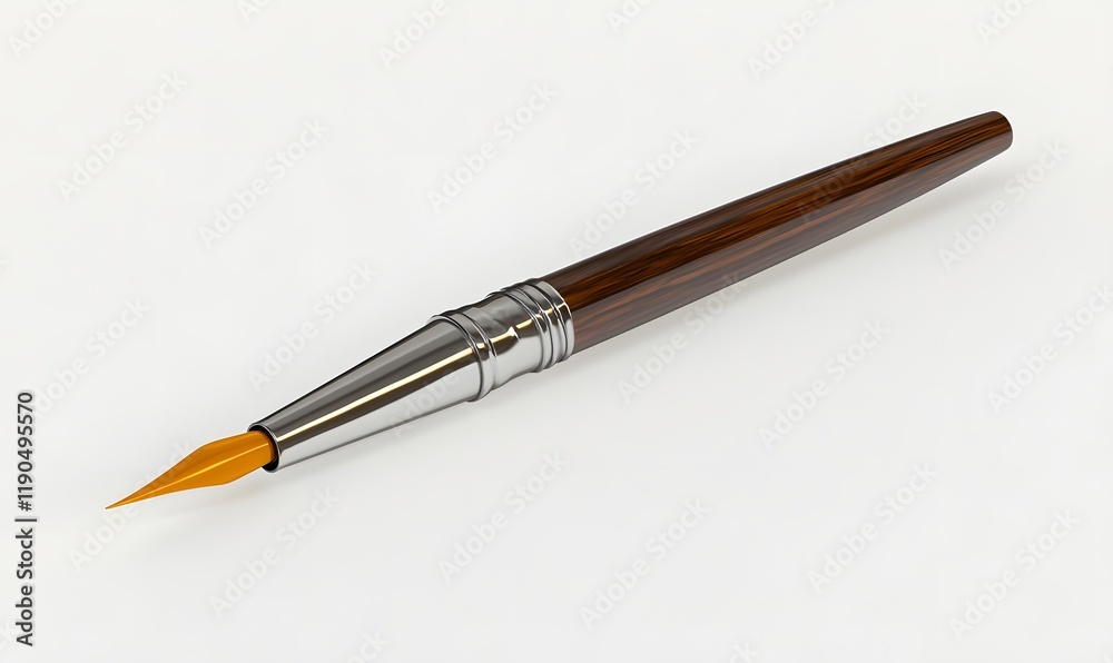 Elegant wooden fountain pen with orange nib. Elegant wooden fountain pen with orange nib.