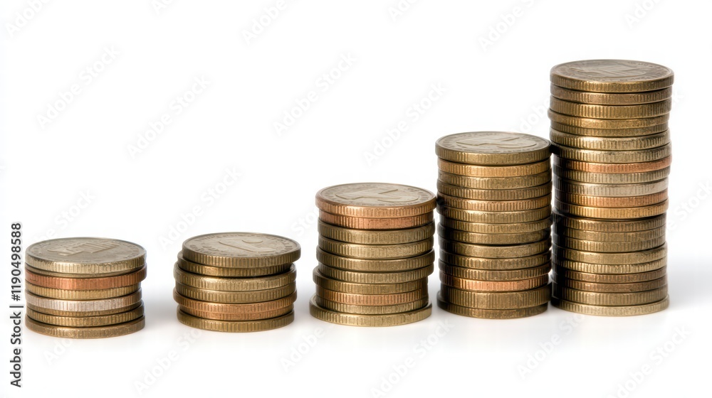 Stacked Coins Representing Financial Growth and Economic Progression Stacked Coins Representing Financial Growth and Economic Progression