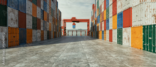 Φωτογραφία Shipping Containers and Industrial Port: A 3D Rendering Illustration