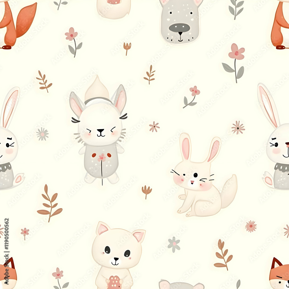 Seamless pattern of cute animal Seamless pattern of cute animal