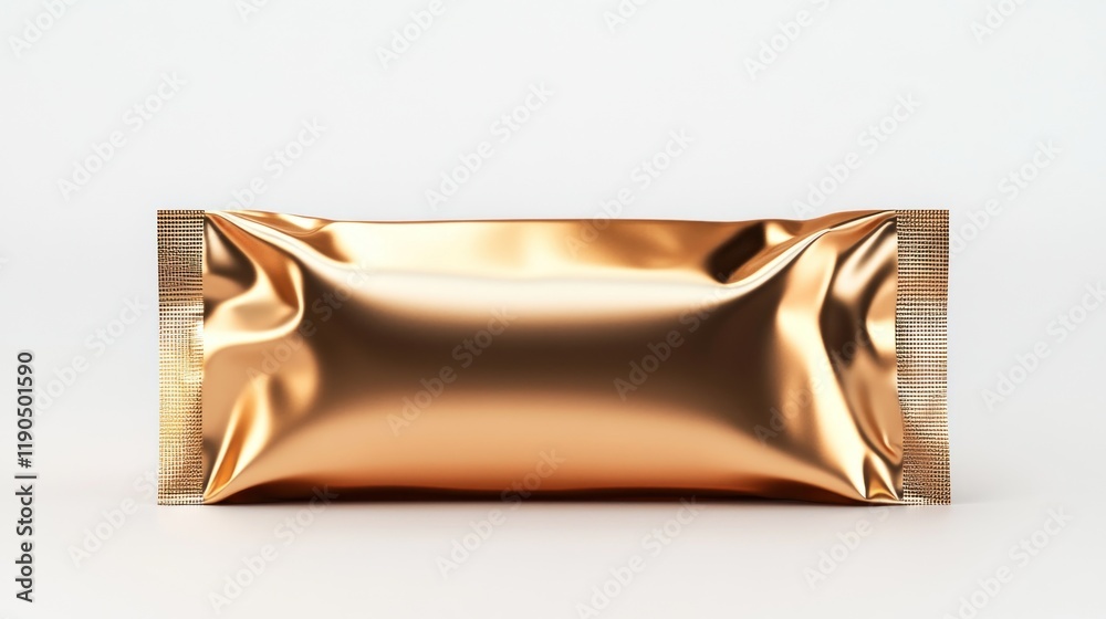 Gold foil pouch packaging mock-up isolated on white. Gold foil pouch packaging mock-up isolated on white.