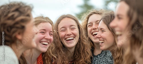 Group of young women laughing together outdoors