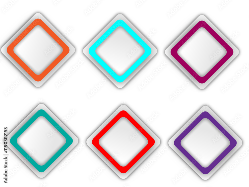 Button set abstract geometric shape design | 3d button with diamond shape with white background