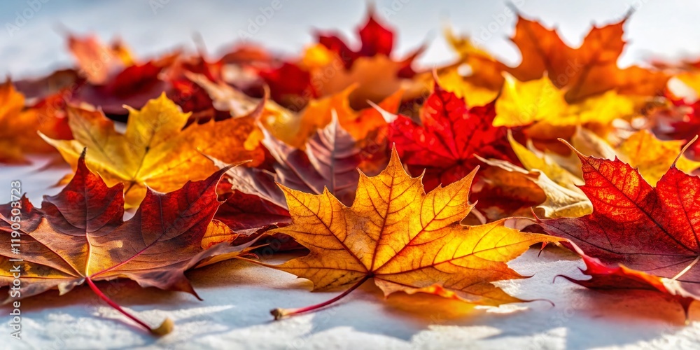 Autumn Maple Leaves on White Background - Low Light Fall Photography Autumn Maple Leaves on White Background - Low Light Fall Photography
