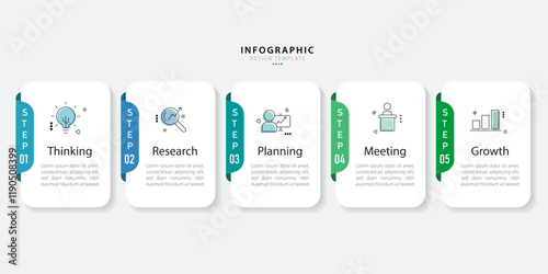 Timeline Creator infographic template. 5 Step timeline journey, calendar Flat simple infographics design template. presentation graph. Business concept with 5 options, gantt vector illustration.