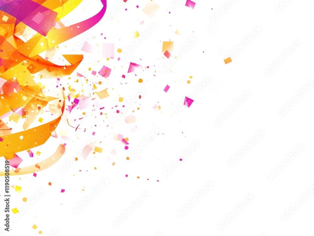 Fototapeta premium Dynamic Orange and Pink Confetti Burst: A Festive Abstract Design