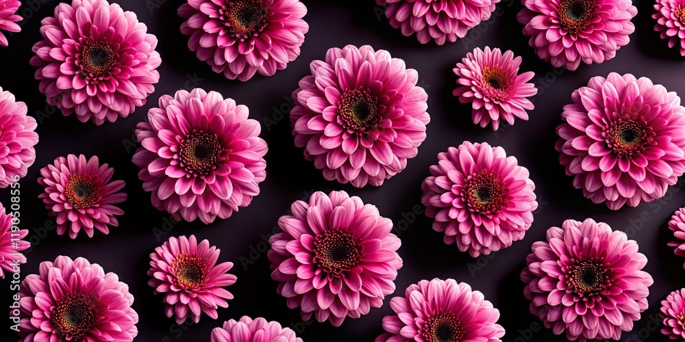 Black Background Pink Flower Pattern - Elegant Floral Texture Stock Photo Black Background Pink Flower Pattern - Elegant Floral Texture Stock Photo